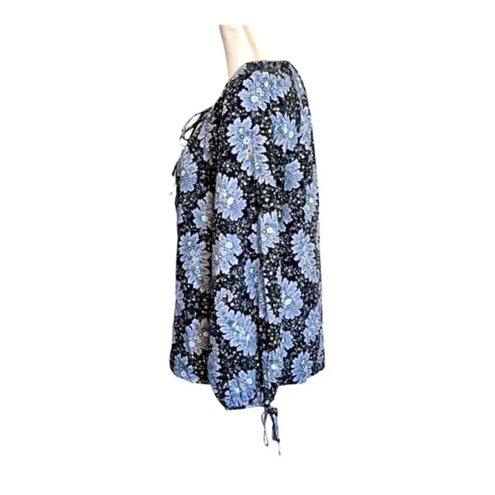 J Crew Collection Tie-Sleeve Button-Front Top in Ratti® Pacific Paisley M